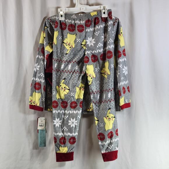 Pokémon Pikachu Three Piece Pajama Set w Socks, Youth Size M (8), Gray, NWT - Picture 4 of 10